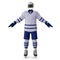 Hockey Gear on white. Front view. 3D illustration