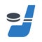 Hockey glyph color flat vector icon