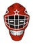 Hockey goalie helmet with evil face inside