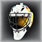 Hockey goalie helmet - white and yellow color. Generative AI