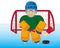 Hockey goalkeeper cost stand on winch.Vector illustration