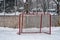 Hockey goals in outdoor rink