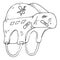 Hockey helmet. Vector illustration of a cracked hockey helmet. Hand drawn sports equipment damaged hockey helmet