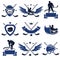 Hockey labels and icons set. Vector