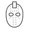 Hockey mask thin line icon. Goalie mask vector illustration isolated on white. Halloween mask outline style design