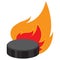 Hockey puck on fire, sports equipment
