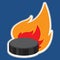 Hockey puck on fire, sports equipment