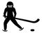 Hockey. Silhouette. The athlete moves on skates on ice.