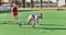 Hockey, sports and fitness with women on field and training for for workout, endurance and health. Goals, cardio and