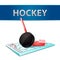 Hockey stick puck and ice arena emblem