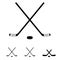 Hockey sticks set icon illustration