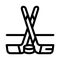 Hockey sticks and shim icon vector outline illustration