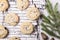 Ð¡hocolate Chip Cookies on cooling rack and on birch bark