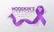 Hodgkin`s Lymphoma Awareness Calligraphy Poster Design. Realistic Violet Ribbon. September is Cancer Awareness Month