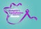 Hodgkin`s Lymphoma Awareness Calligraphy Poster Design. Realistic Violet Ribbon. September is Cancer Awareness Month