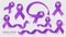 Hodgkins Lymphoma Awareness Month. Violet Color Ribbon Isolated On Transparent Background. Vector Design Template For