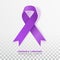 Hodgkins Lymphoma Awareness Month. Violet Color Ribbon Isolated On Transparent Background. Vector Design Template For Poster