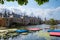 The Hofvijver court pond in front of the buildings of the Dutch parliament, The Hague, Netherlands