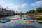 The Hofvijver court pond in front of the buildings of the Dutch parliament, The Hague, Netherlands