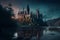 Hogwarts at night magical castle digital art