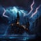 Hogwarts at stormy night digital art
