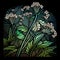 Hogweed, Heracleum or Cow Parsnip Painting, Abstract Generative AI Illustration