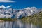 The Hohe Dachstein mountain range with Spiegelsee in the foreground