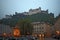 Hohensalzburg Fortress outer view at twilight