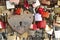 Hohenzollern railway Bridge in Cologne or famous Cologne`s Love Locks Bridge with thousands padlocks left by lovers.