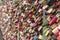 Hohenzollern railway Bridge in Cologne or famous Cologne`s Love Locks Bridge with thousands padlocks left by lovers.