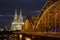 Hohenzollernbrucke Bridge and Cathedral; Cologne