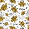 Hohey bee golden embroidery seamless pattern textile fabrics orn