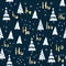 Hohoho and christmas tree seamless pattern handdrawn