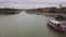 Hoi An river landscape motorboat sails along channel
