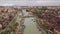 Hoi An river urban landscape channel with bridge and boats