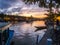 Hoi An, Vietnam - November 8, 2015: View over the river and tourists frequenting the restaurants lining it