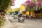 Hoian, Vietnam - JUNE 25, 2019 : Tricycle of Hoi An ride around old town for carry tourist visit famoust house and market in Hoi