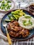 Hoisin Chicken. Traditional Asian cuisine. Chicken with sauce, r