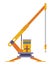 Hoisting crane icon. Construction crane. Equipment in flat style. Yellow industrial heavy machine. Lifter doing heavy