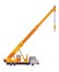 Hoisting crane icon. Construction crane. Equipment in flat style. Yellow industrial heavy machine. Lifter doing heavy