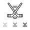 Hokey, Ice Sport, Sport, American Bold and thin black line icon set
