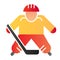 Hokey player flat icon. Ice hockey player vector illustration isolated on white. Sportsman gradient style design