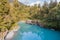 Hokitika blue lake tropical deep forest jungle
