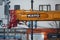 Hokkaido, Japan - November 20, 2019: Modern construction crane in road, Hokkaido, Japan