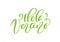 Hola Verano green calligraphic lettering text Hello Summer on Spanish. Phrase for invitation, poster, greeting card