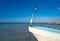 Holbox Island heron bird and boat in a beach