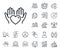 Hold heart line icon. Care love emotion sign. Specialist, doctor and job competition. Vector