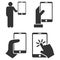 Hold Smartphone With Hand Vector Flat Icon Set