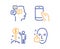 Hold smartphone, Messages and Income money icons set. Healthy face sign. Phone call, Notifications, Wealth. Vector