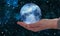 Hold up the moon with a starry sky on the palm of yourhold up the moon with a starry sky on the palm of your hand hand